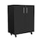 Tuhome Storage Cabinet, Casters, Double Door, Two Interior Shelves, Black BBN6773 - alternate 3